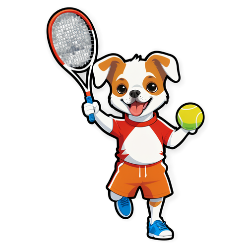 小狗打网球
