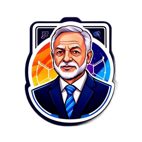 סטיקר מודרני של ישראל כץ עם רקע עתידני