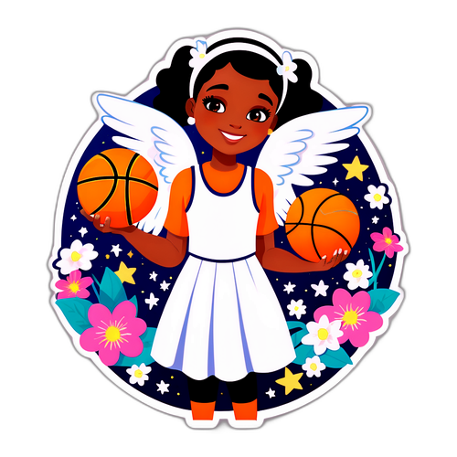 Feminine Basketball Angel Sticker