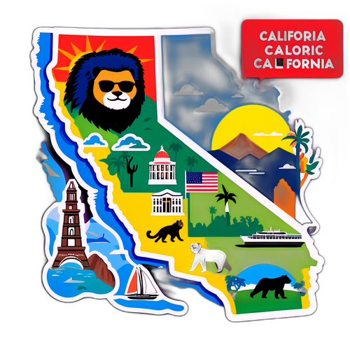 Mapa ng California na may mga Landmark
