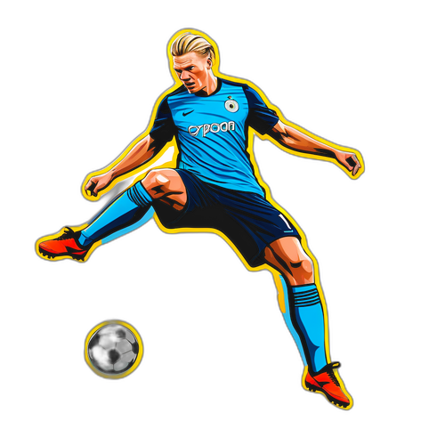 Akcja-szybka naklejka Erlinga Haalanda w pozie piłkarskiej