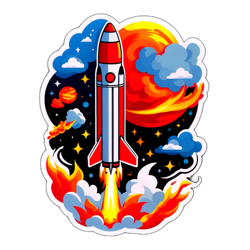 Наклейка з ракетой RM 48U, що злітає у небо