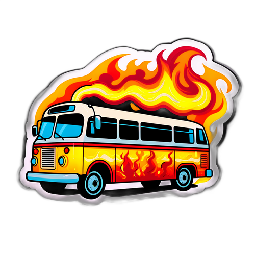 Ônibus em Chamas com Toque Surreal