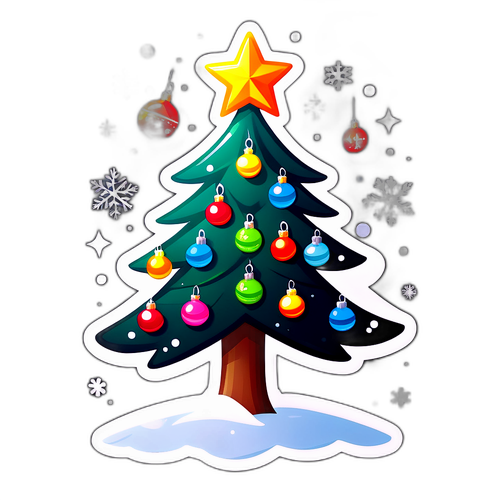 Kaakit-akit na Puno ng Pasko na may Maliwanag na Palamuti