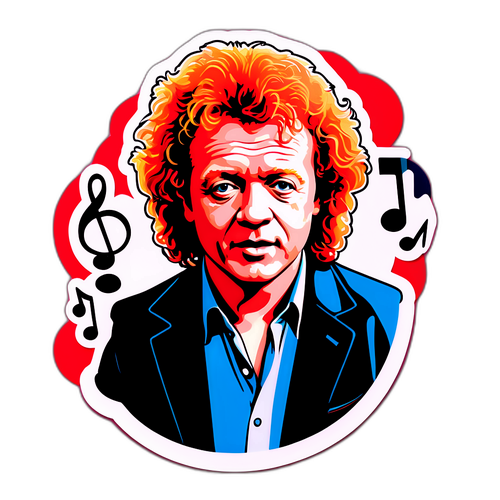 Nostalgischer Aufkleber von Mick Hucknall in den 80ern