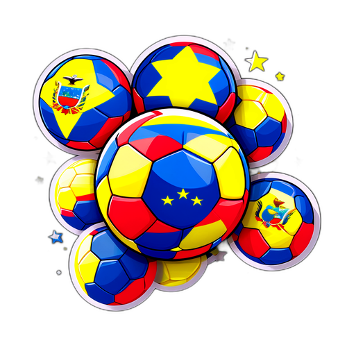 Diseño estilizado de la bandera de Ecuador hecha con pelotas de fútbol