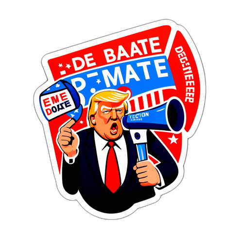 Isang estilong sticker ni Donald Trump na may megaphone