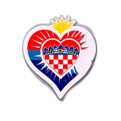 Kresba chorvatského srdce se sluncem