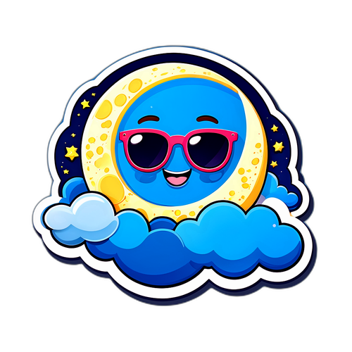 चाँद की क्यूट कार्टून स्टिकर