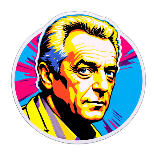 Стикер с силуэтом Эпштайна в стиле поп-арт, яркие цвета