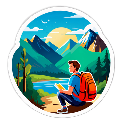 旅行者在路边休息