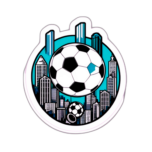 Adesivo Criativo com Bola de Futebol em Cidade Industrial