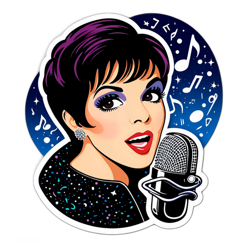Sticker mit Liza Minnelli und Mikrofon