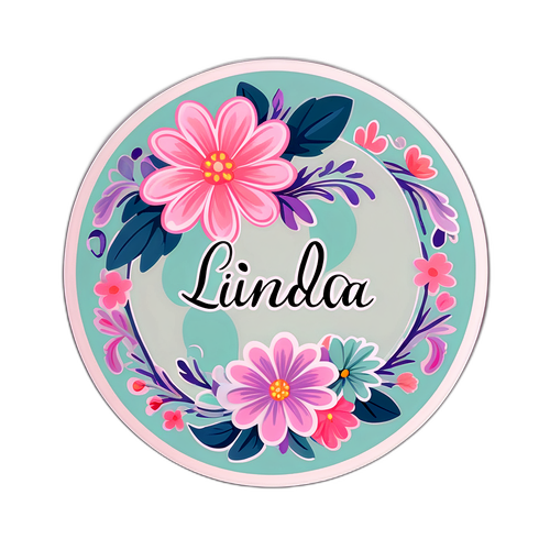 Elegancka naklejka z imieniem Linda w pastelowych odcieniach
