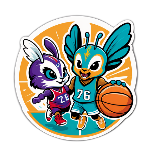 एक मजेदार और खेलपूर्ण कार्टून स्टाइल का बास्केटबॉल डिज़ाइन