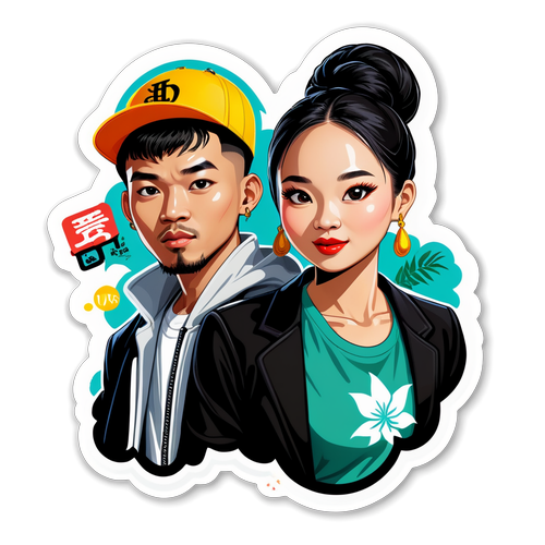 Sticker Nghệ Thuật Đen Vâu & Hoàng Thùy Linh