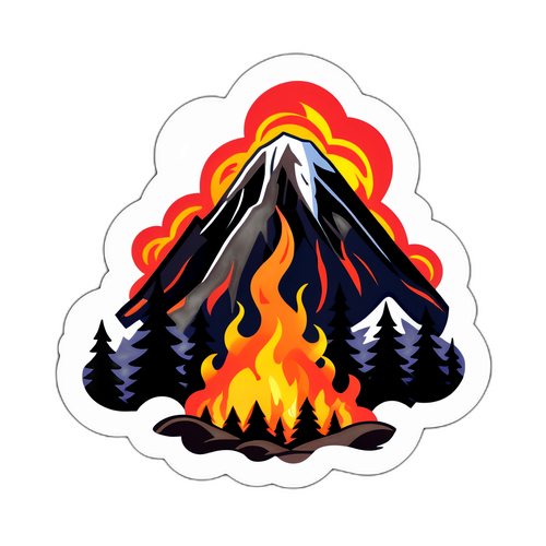 Dramatische Waldbrand-Aufkleber im Vesuv-Stil