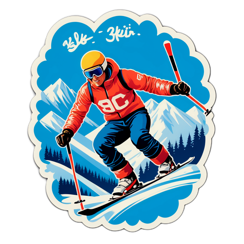 Zaprojektuj nostalgiczny plakat w stylu vintage, ukazujący zmagania sportowców narciarskich z lat 80-tych i ich pasję do freestyle