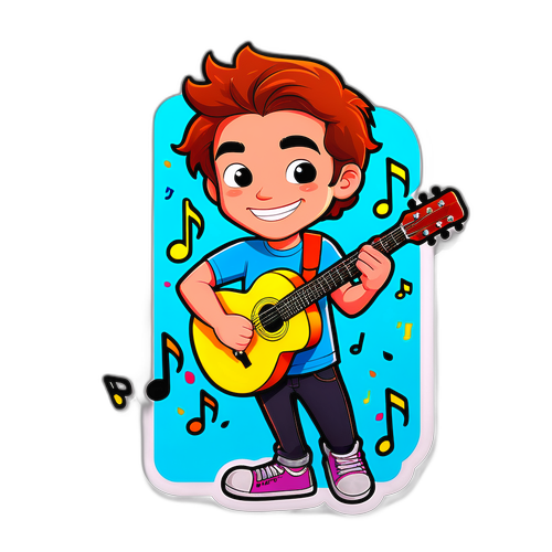 Playful Cartoon Guitarist