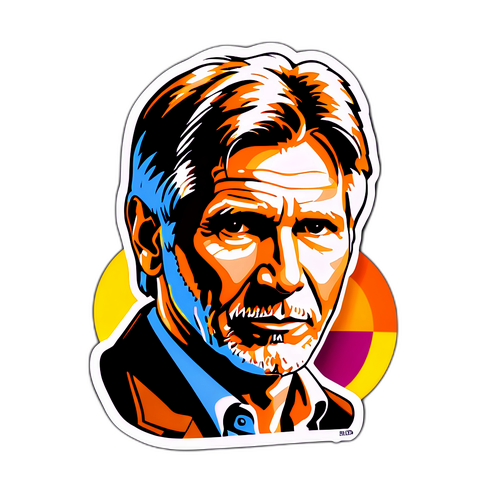 Etichetă cu portret artistic al lui Harrison Ford
