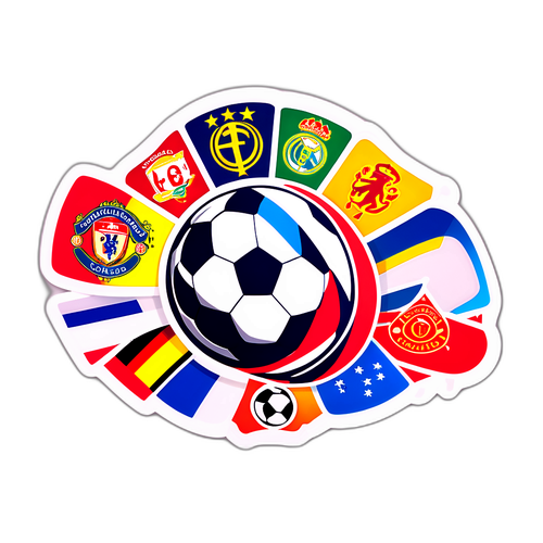 Samolepka věnovaná evropským fotbalovým soutěžím