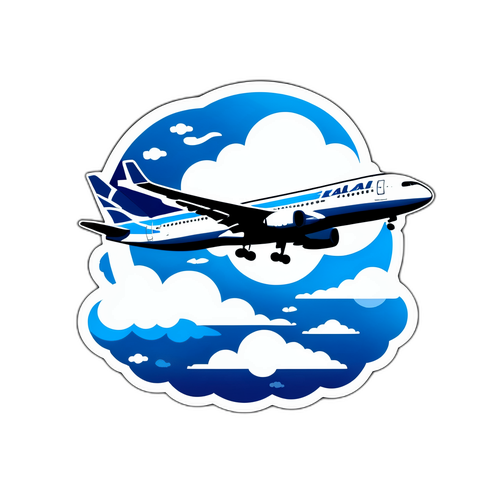 מטוס עף דרך עננים עם לוגו אל על