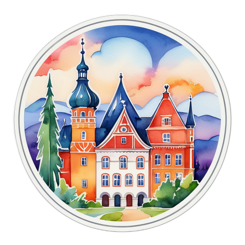 Stylizowany pejzaż akwarelowy Częstochowy