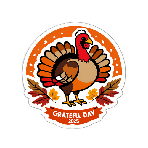 Masayang Sticker na Nagdiriwang ng Araw ng Pasasalamat 2025