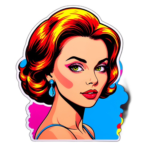 Наклейка в стиле поп-арт с изображением Анастасии Заворотнюк