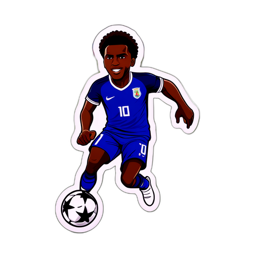 Diseño de sticker de Caicedo regateando un oponente