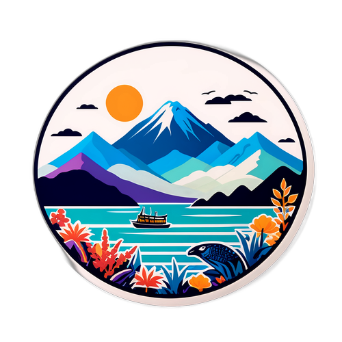 New Zealands Skyline med Bjerge og Hav