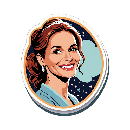 Samolepka s roztomilým portrétem Julie Roberts