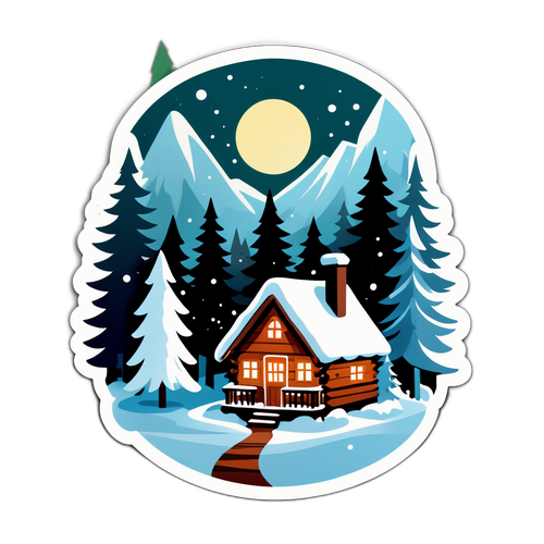 Kalakaran ng Snowy Cabin sa Kagubatan