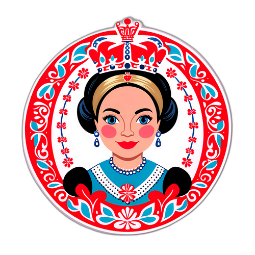 Sticker av Dronning Sonja med Krone