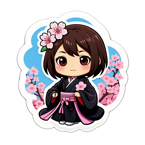 可愛卡通角色 - 高杉真央與櫻花