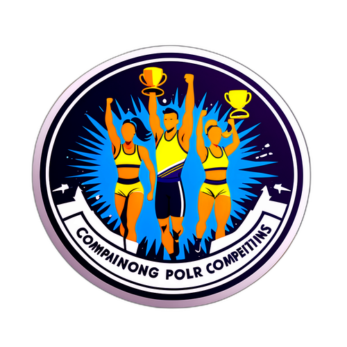 展示努力训练的运动员贴纸