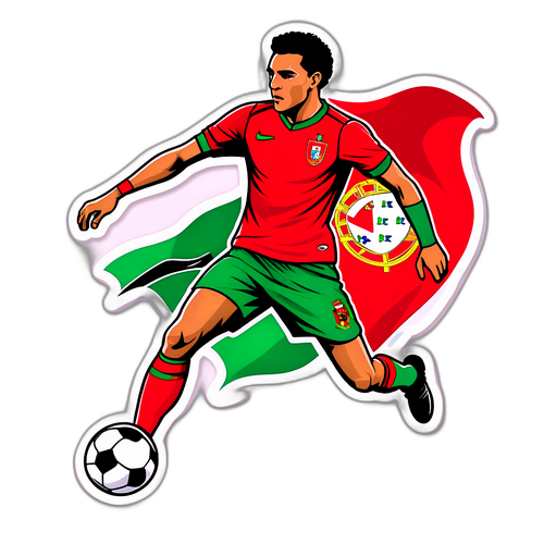 Fotballspiller med Portugals flagg