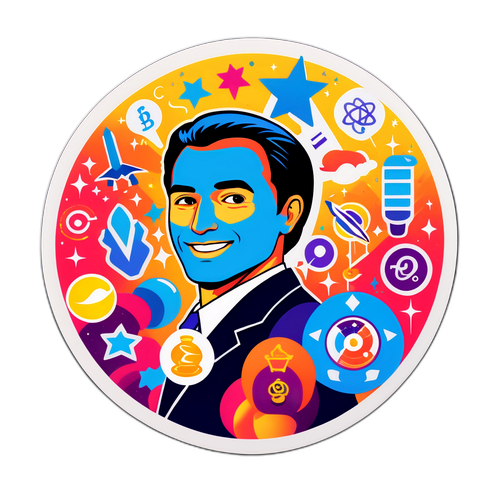 מדבקה צבעונית המייצגת יצירתיות והצלחה