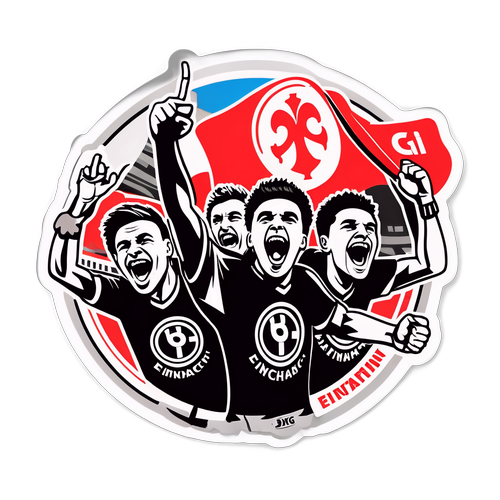 Fanoušci Eintracht oslavující vítězství