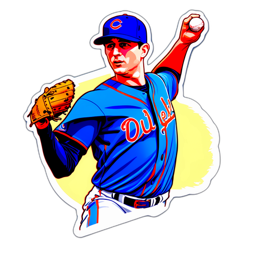 Action-Packed Kyle Hendricks Pitching Sticker