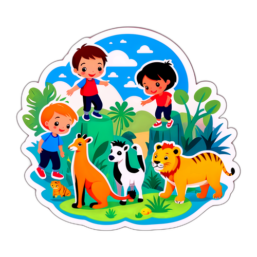 子供たちと動物たちのふれあい