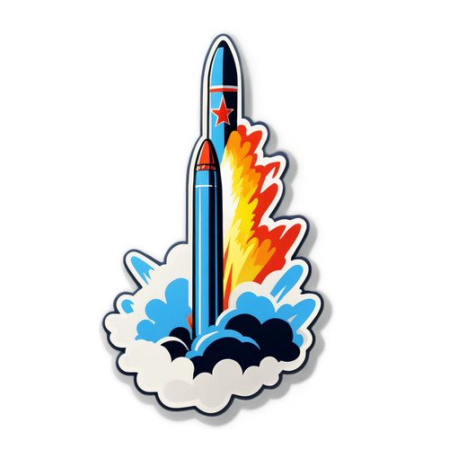 北朝鮮のミサイル発射を象徴するダイナミックなイラスト