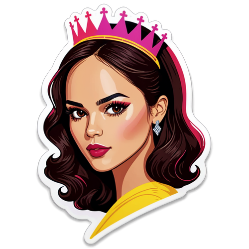 Fira Eiza González med en stiliserad klistermärke