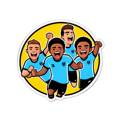 Sticker die de emoties van een voetbalwedstrijd uitdrukt