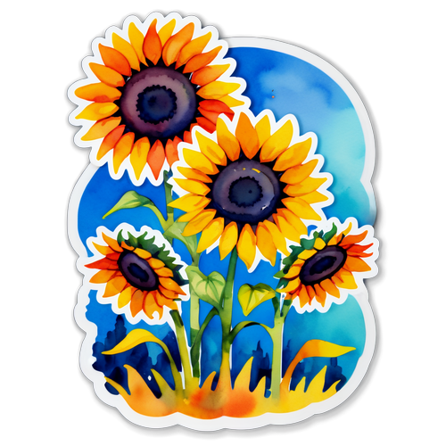 Watercolor Sunflower Field Sticker