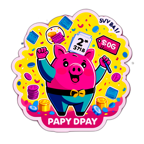 Sticker Piggy Bank Meriah untuk Hari Gaji
