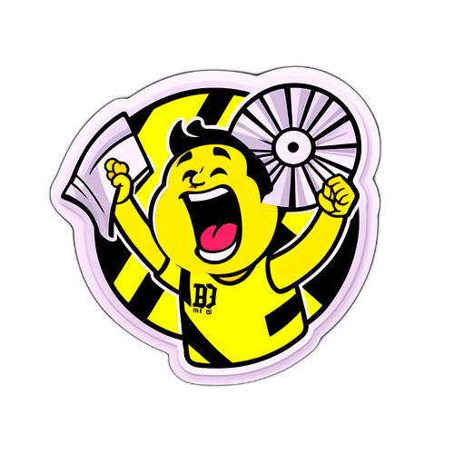 도르트문트 축구 경기를 응원하는 팬 캐릭터 디자인