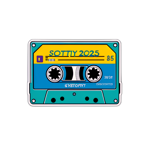 Стікери "Spotify Wrapped 2025" з ретро касетою