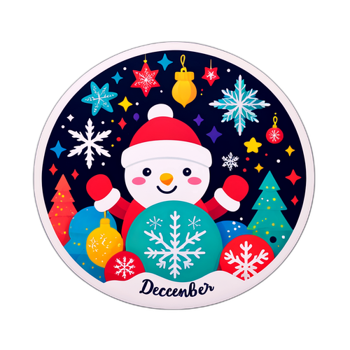 Aralık 12'yi Kutlayan Sticker Tasarımı