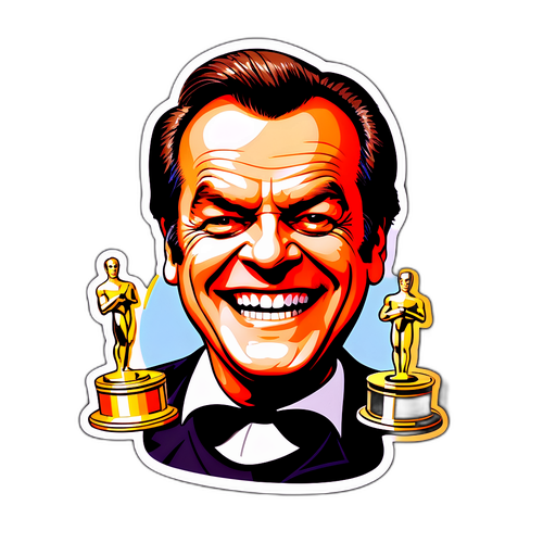 Tecknad Jack Nicholson med Oscars